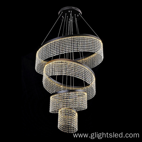 Glass crystal modern led chandelier hanging light